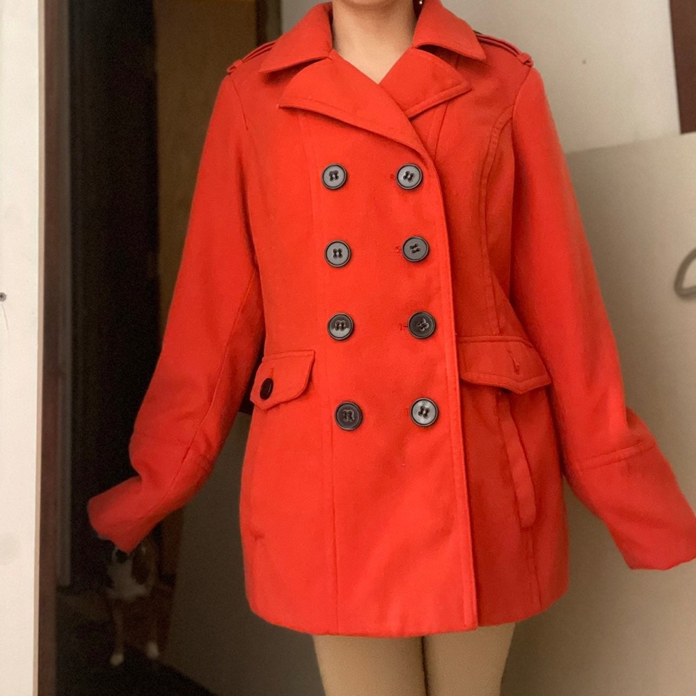 Orange peacoat